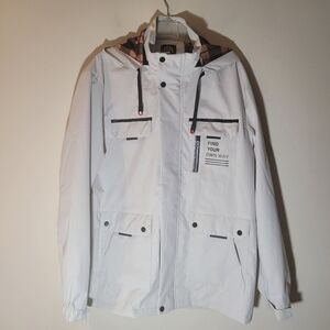 Leduntino Men's White Rain Lined Jacket